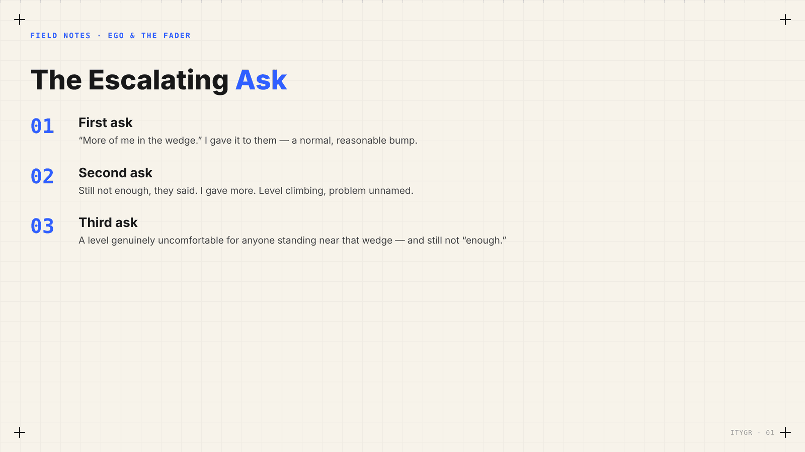 The escalating ask for more monitor level — Field Notes