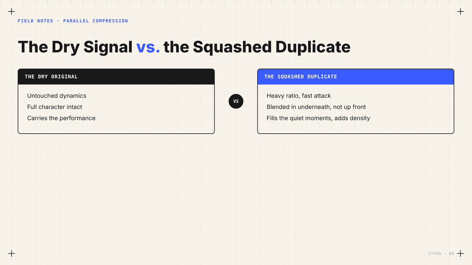 The dry signal vs. the squashed duplicate