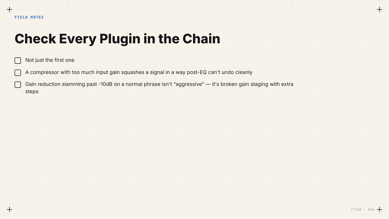 Checklist: check every plugin in the chain, not just the first one