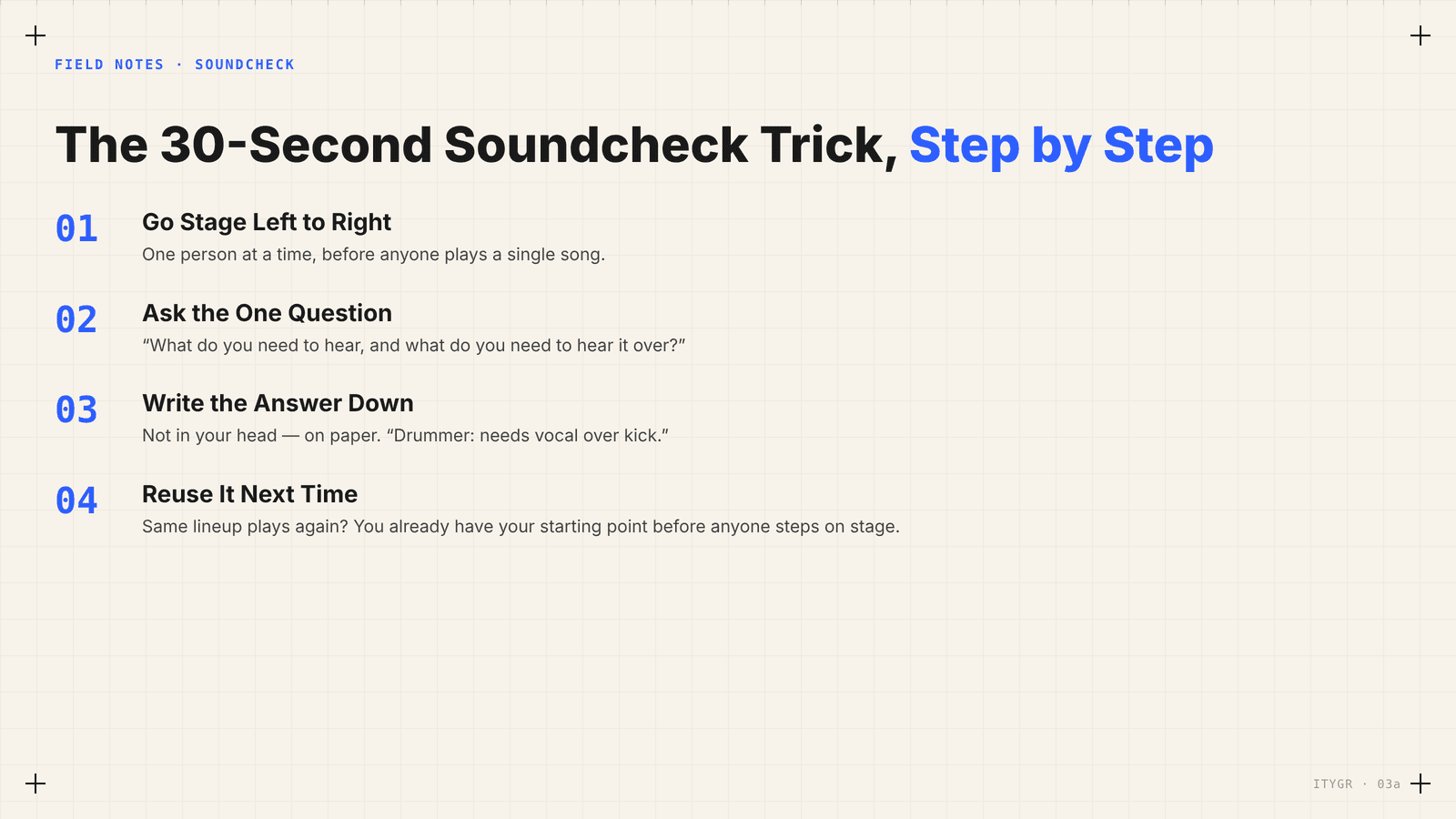 The 30-second soundcheck trick, step by step