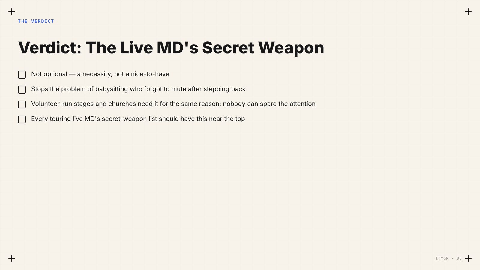 Verdict on the live MD's secret weapon