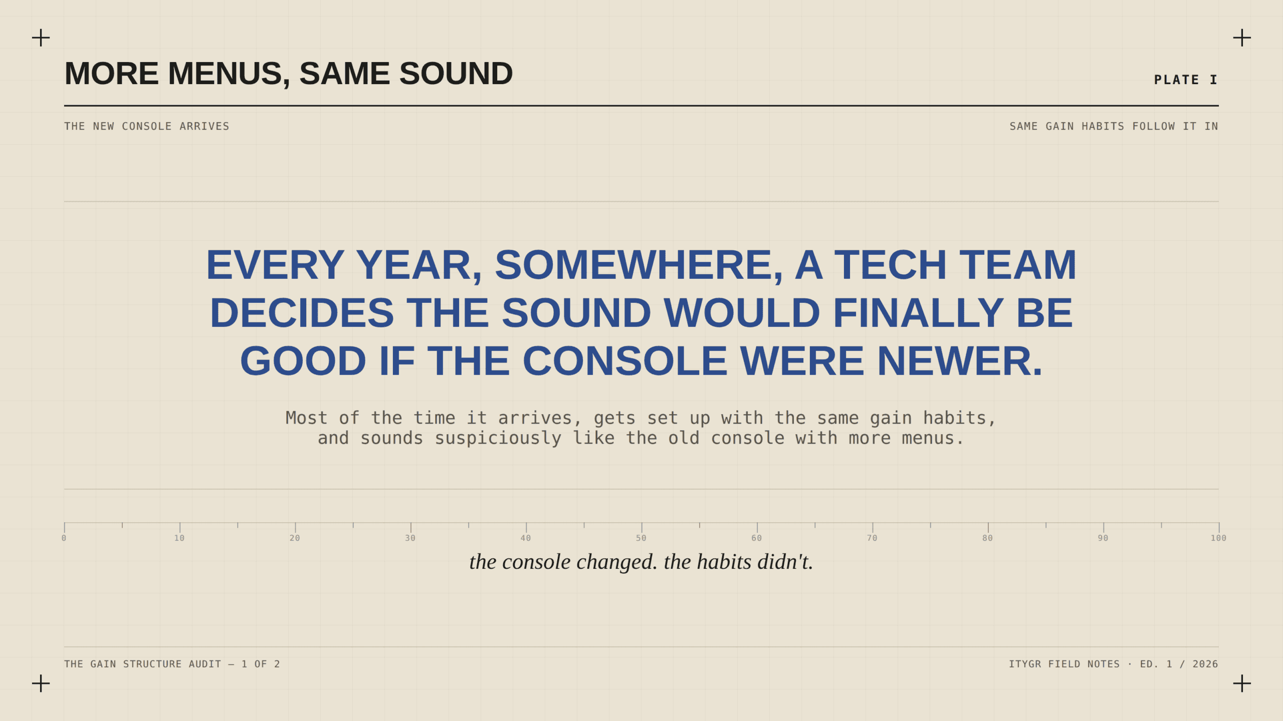 A new console arrives with the same gain habits and sounds like the old one with more menus