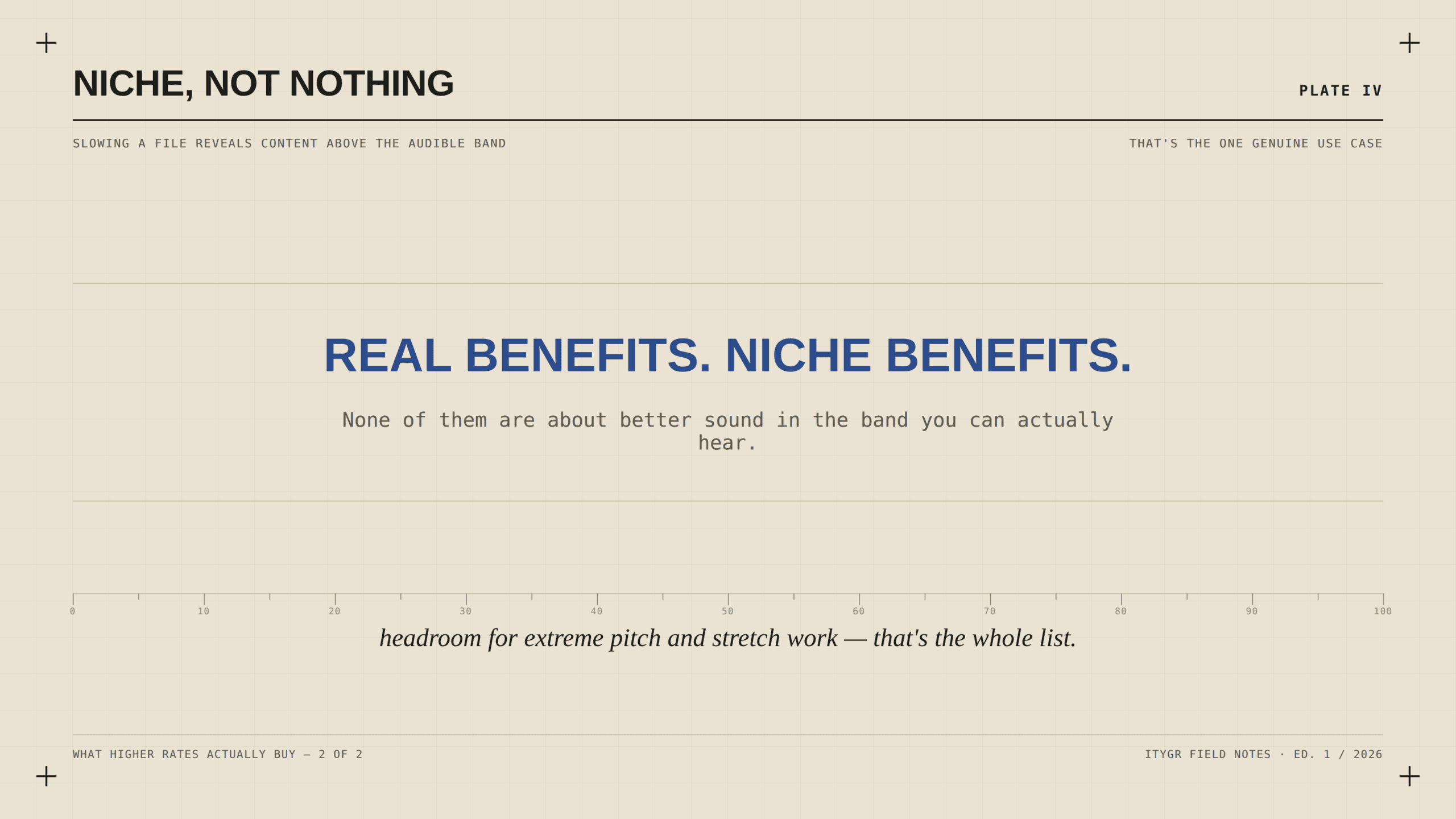 Real benefits, niche benefits: none of them are about better sound in the band you can hear