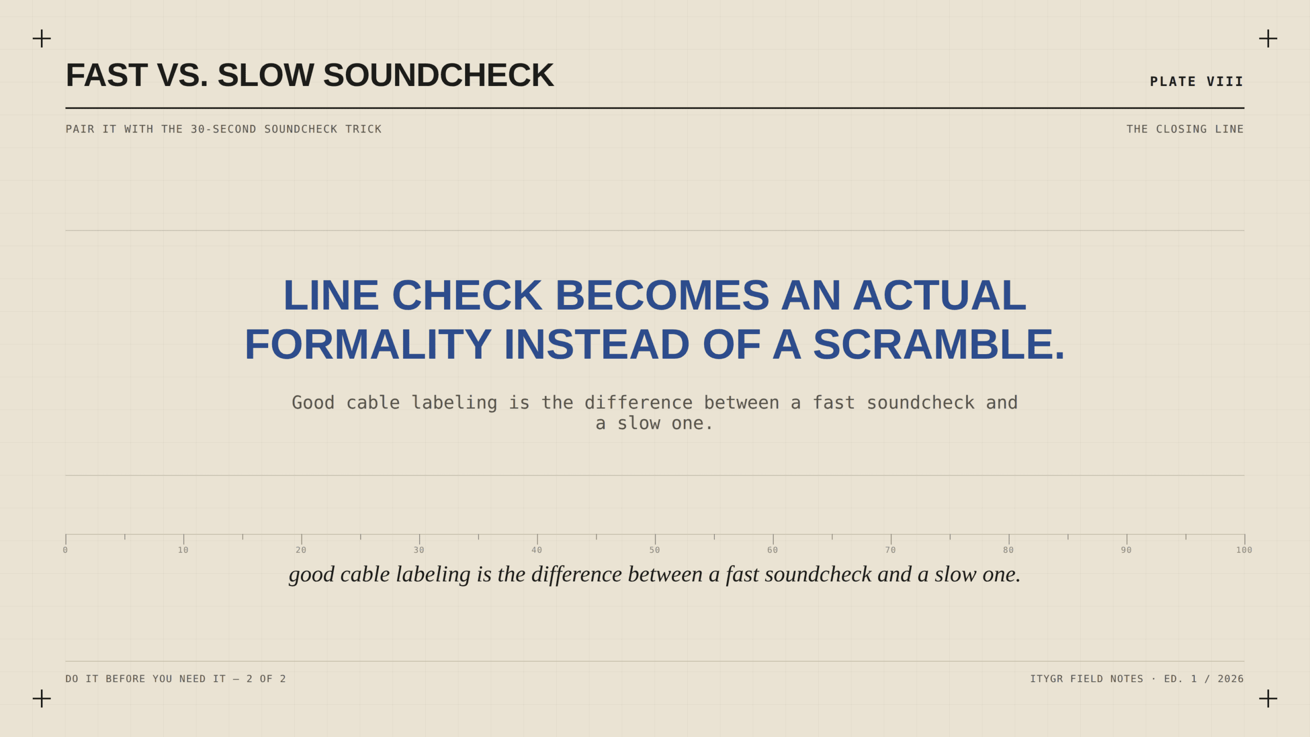 Plate: good cable labeling is the difference between a fast soundcheck and a slow one