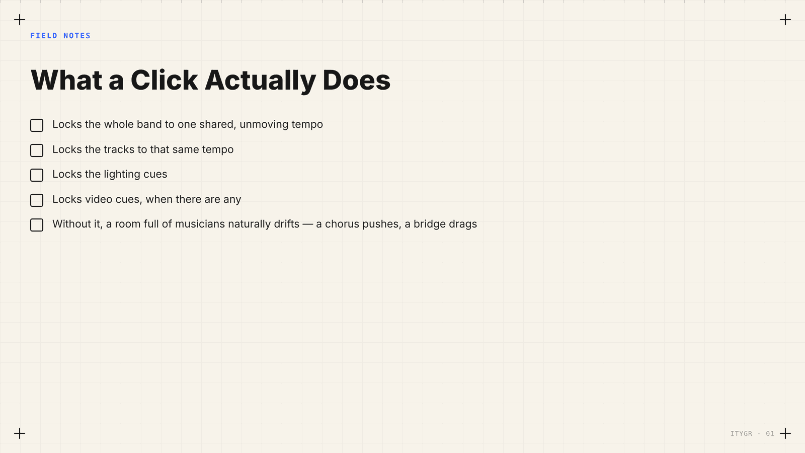 What a click track actually does checklist