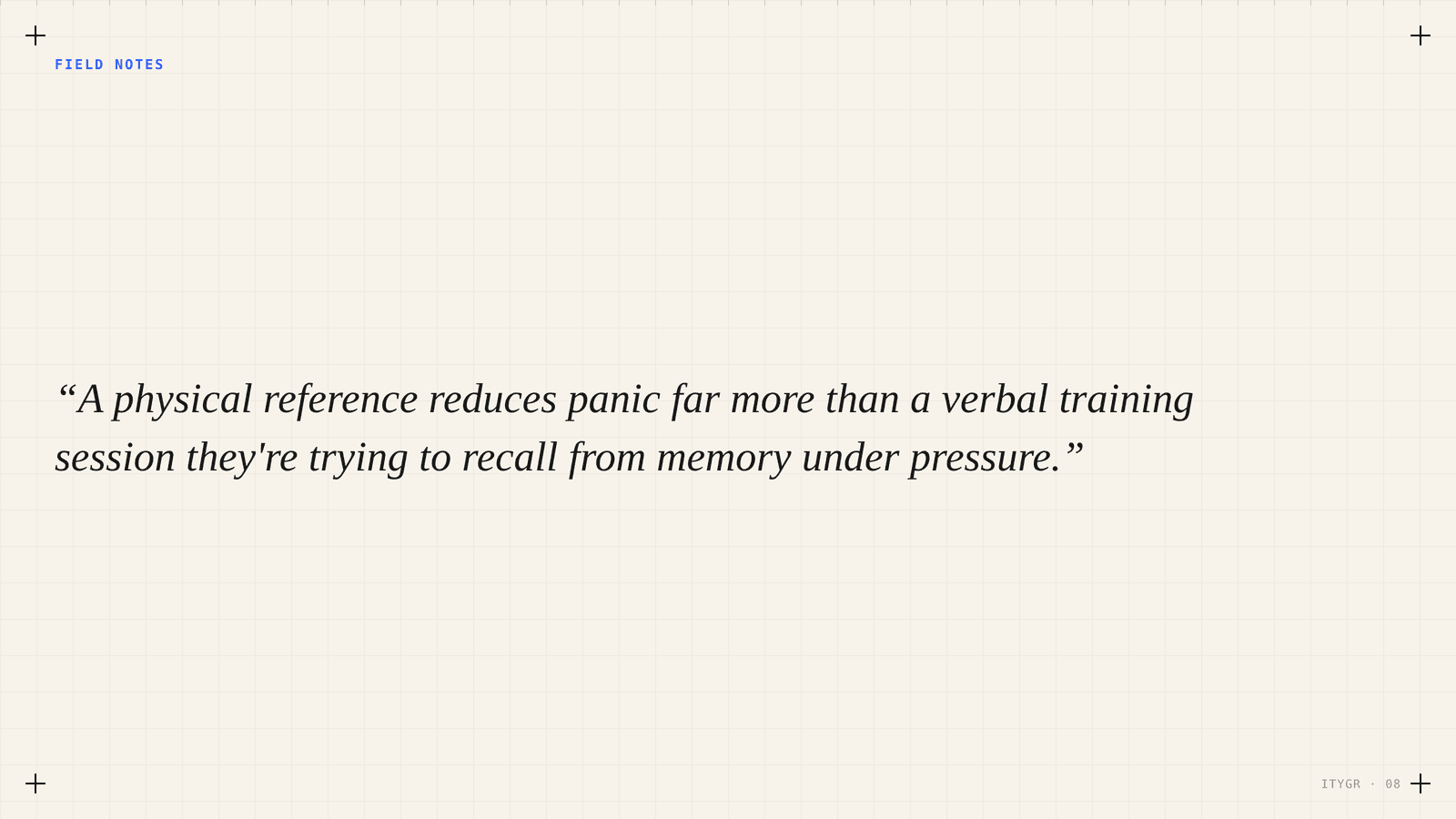 Physical reference reduces panic
